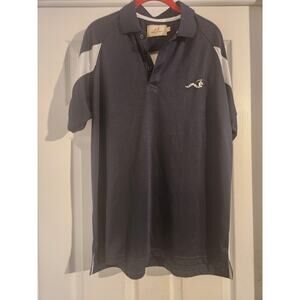 Woodworm Golf Mens Short Sleeve Navy Blue White Polo Shirt Medium